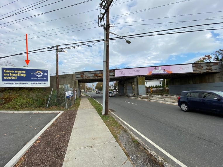 Hewlett area: Peninsula Blvd at LIRR overpass, S/O Gibson Blvd facing south Media