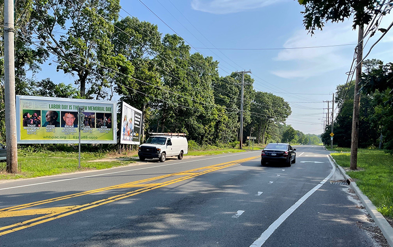 East Moriches: north side Route 27A, 300' east of Riverhead Rd., facing west Media