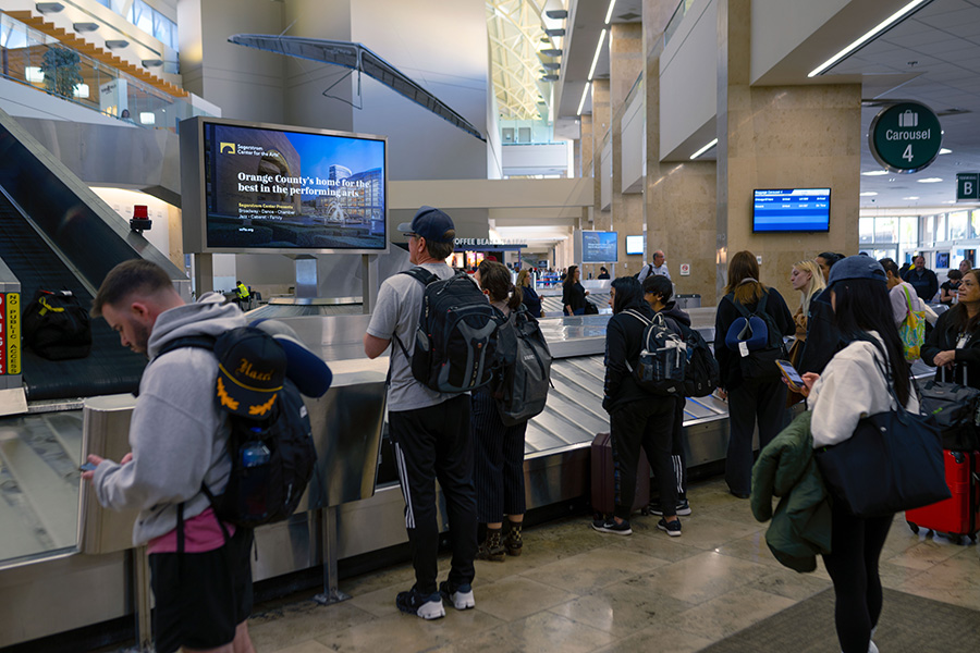 12 digital screens in Terminals (A,B, and C).  Media