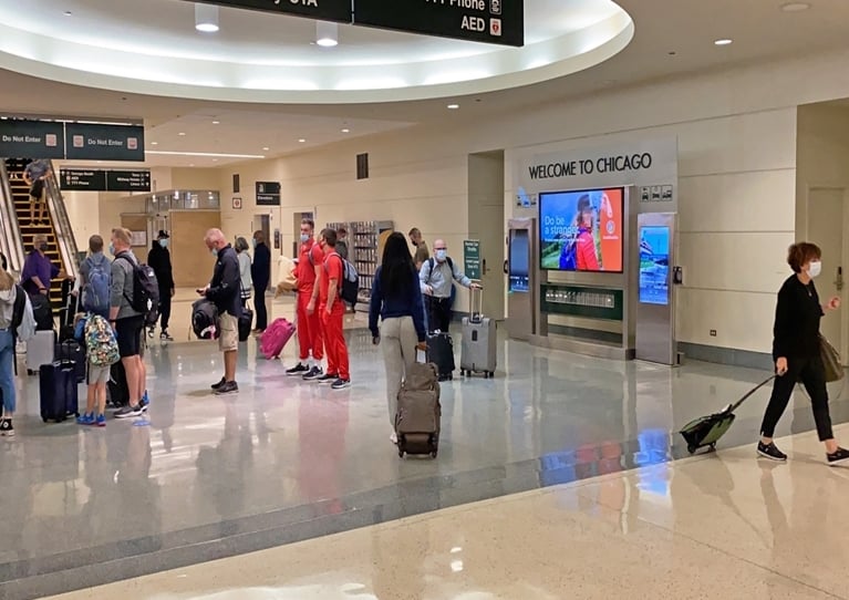 LCD screen reaching passengers in baggage claim and at the Visitors Center. Media