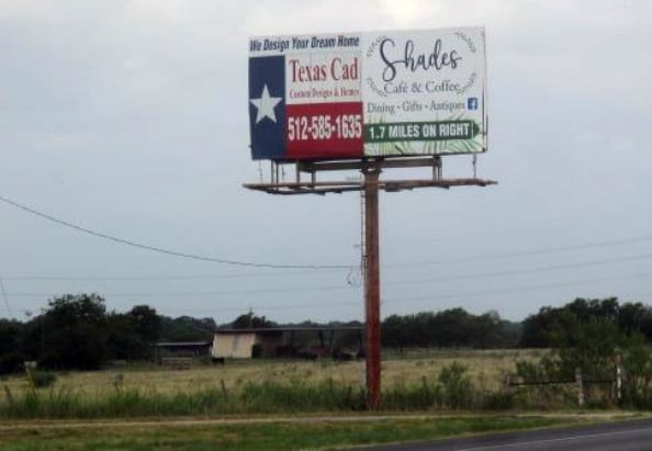 Hwy 80, 1.6 miles south of TX 142, 7 miles to San Marcos Media