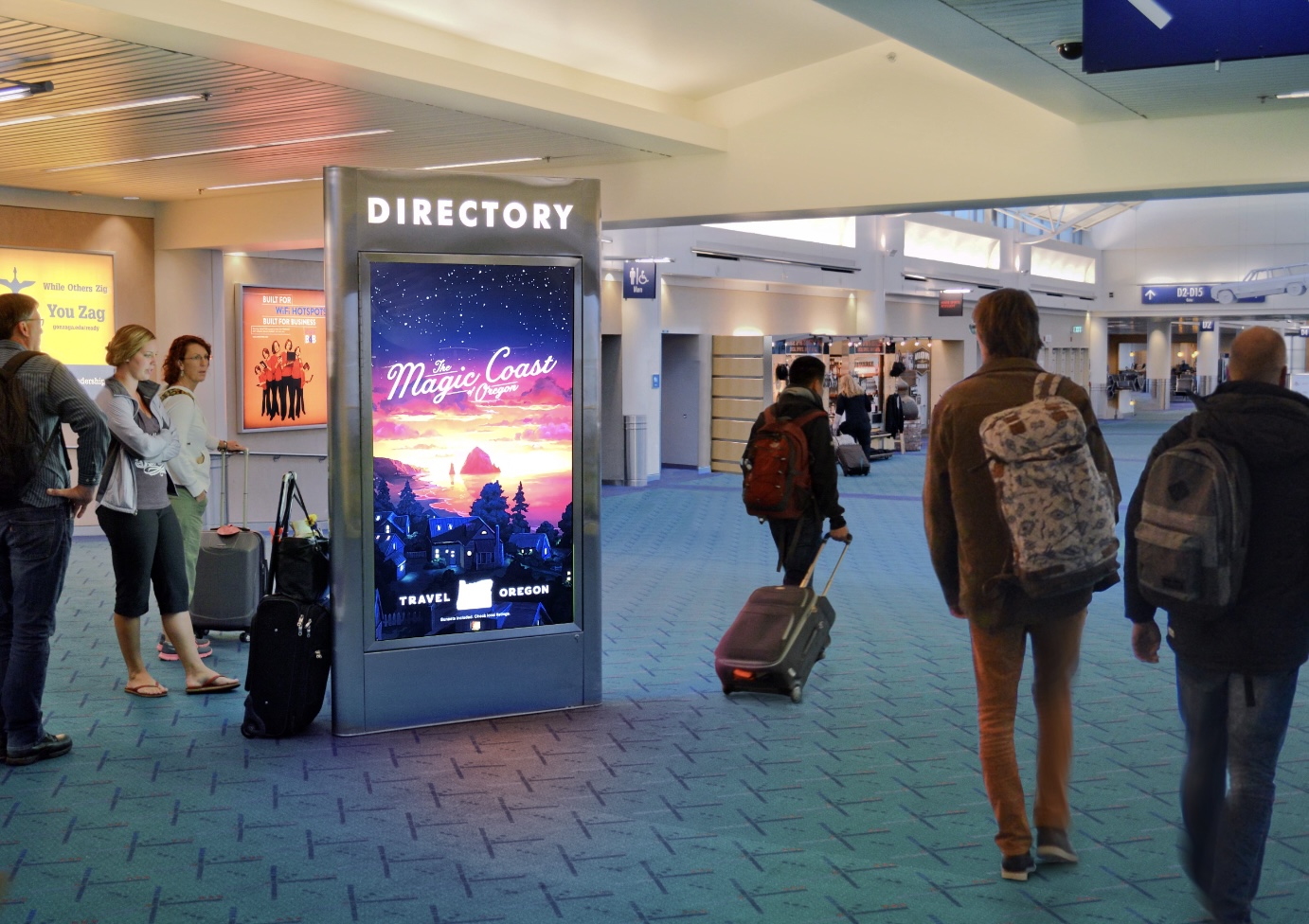 Four (4) digital post-security screens in all 4 Terminals (B, C, D & E) at PDX. Media