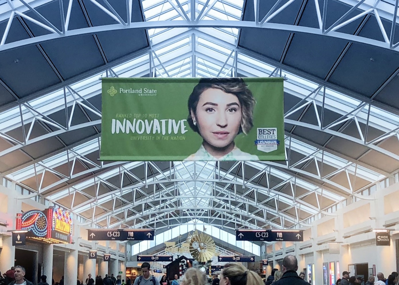 Moving Walkway Banners in Concourse C: Post-Security, hanging Media